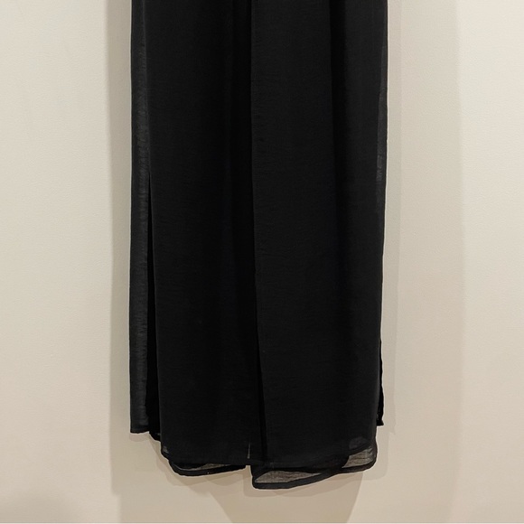 ASOS black tube top strapless jumpsuit sz US 6 sheer overlay pants layer boning - Picture 4 of 5